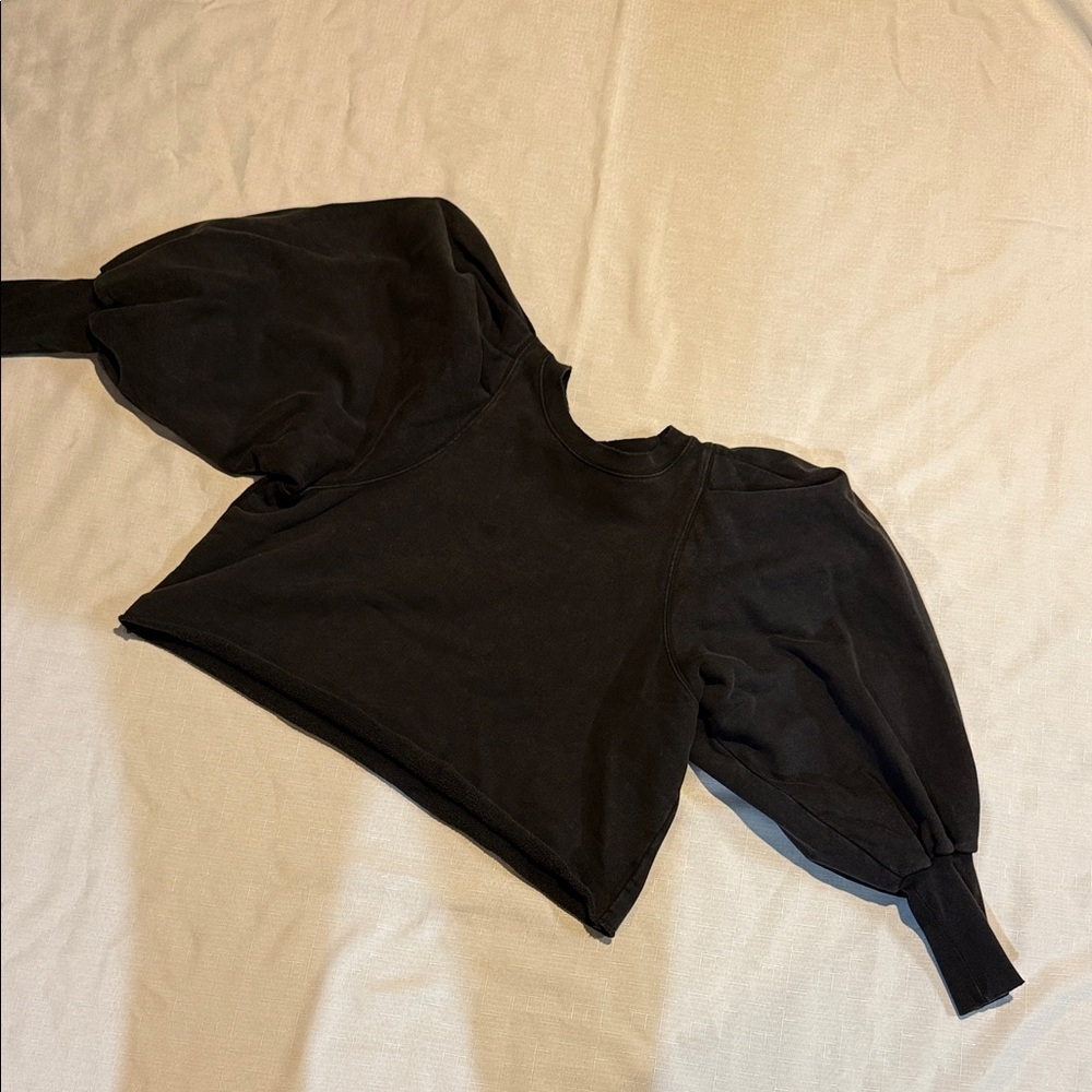 We The Free  distressed Puffy Sleeve Sweatshirt